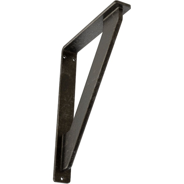 Ekena Millwork Traditional Wrought Iron Bracket, (Single center brace), Antiqued Warm Silve 1 1/2"W x 5 1/2"D x 8"H BKTM01X05X08STRAWS - main